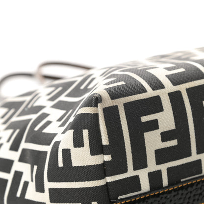 Fendi Canvas FF Roll Tote Black White 12 of 18