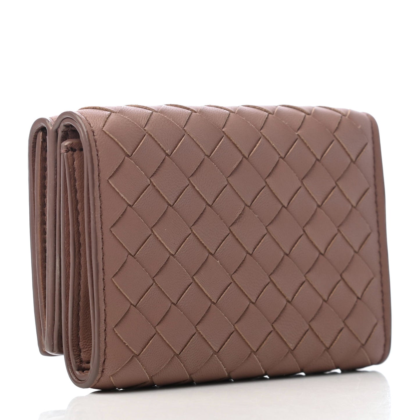 Nappa Intrecciato Trifold Wallet Deco Rose