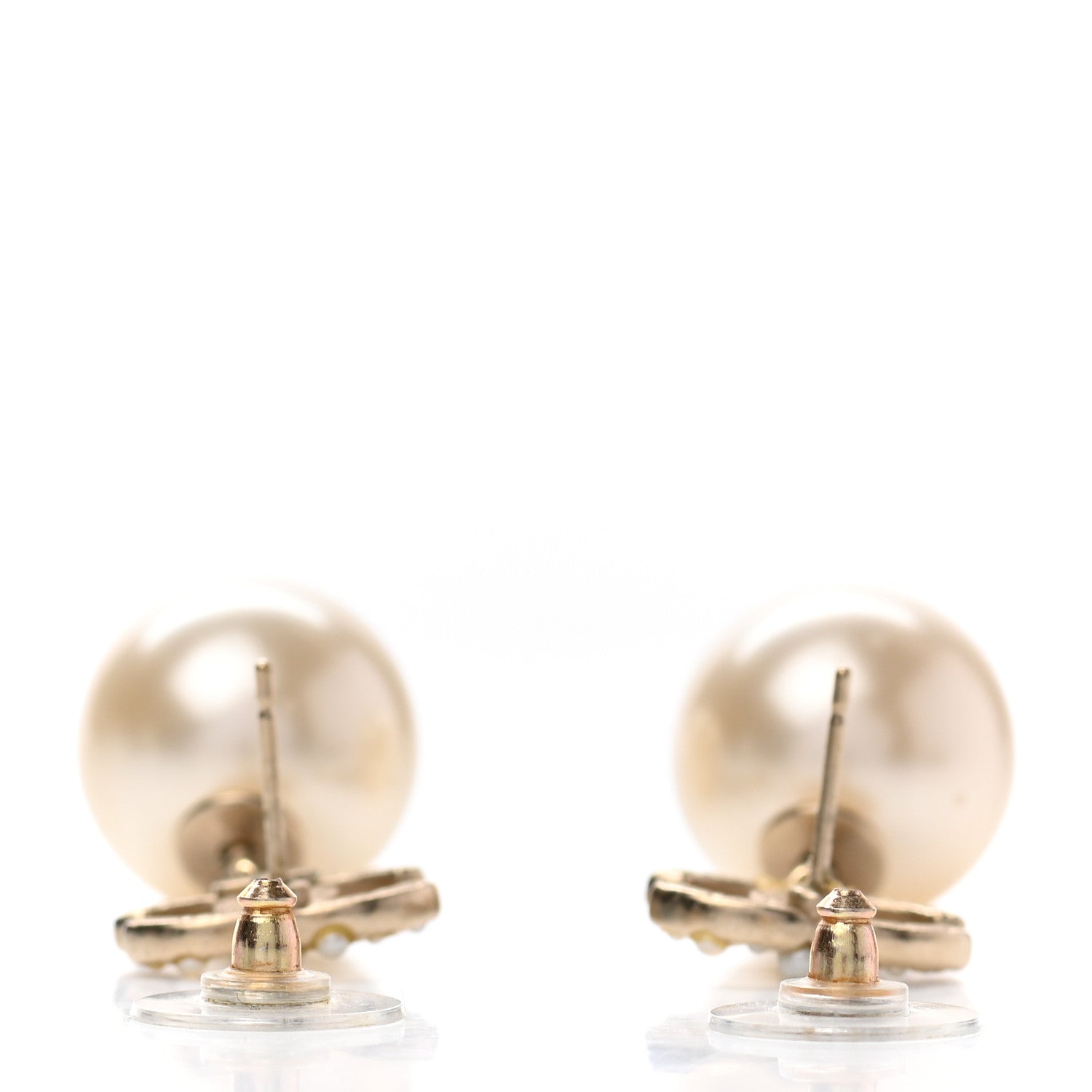 Chanel Pearl Crystal CC Charm Drop Earrings Light Gold 3 of 5