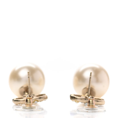 Chanel Pearl Crystal CC Charm Drop Earrings Light Gold 3 of 5