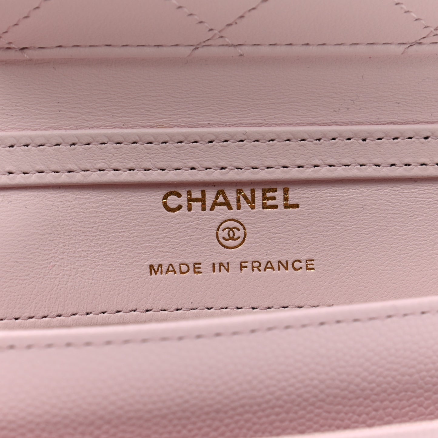 Caviar Stitched Wallet On Chain WOC Light Pink