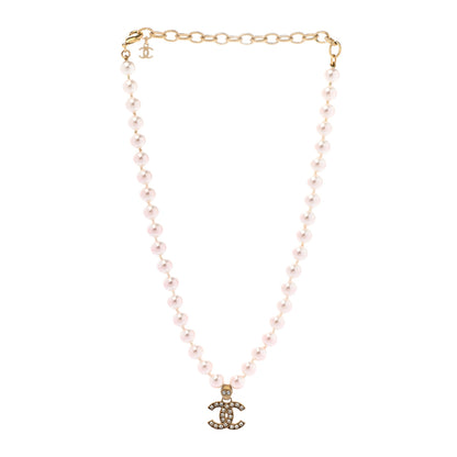 Chanel Pearl Crystal CC Short Necklace Gold 3 of 6