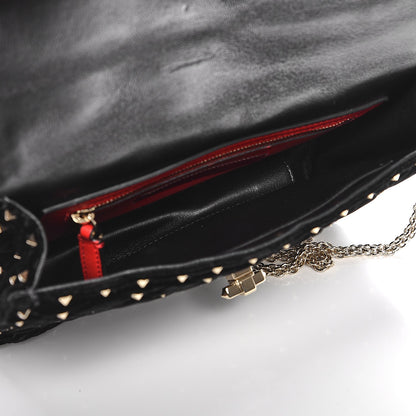 Valentino Garavani Velvet Medium Rockstud Spike Shoulder Bag Black 6 of 9