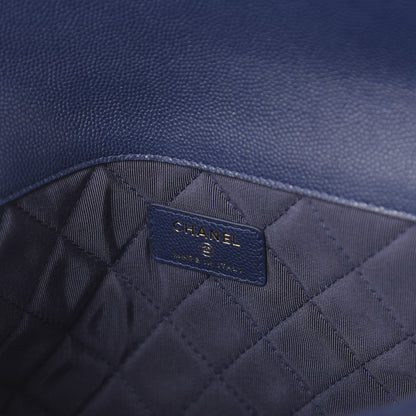 Chanel Caviar Quilted Medium Golden Class Pouch Navy 8 of 11