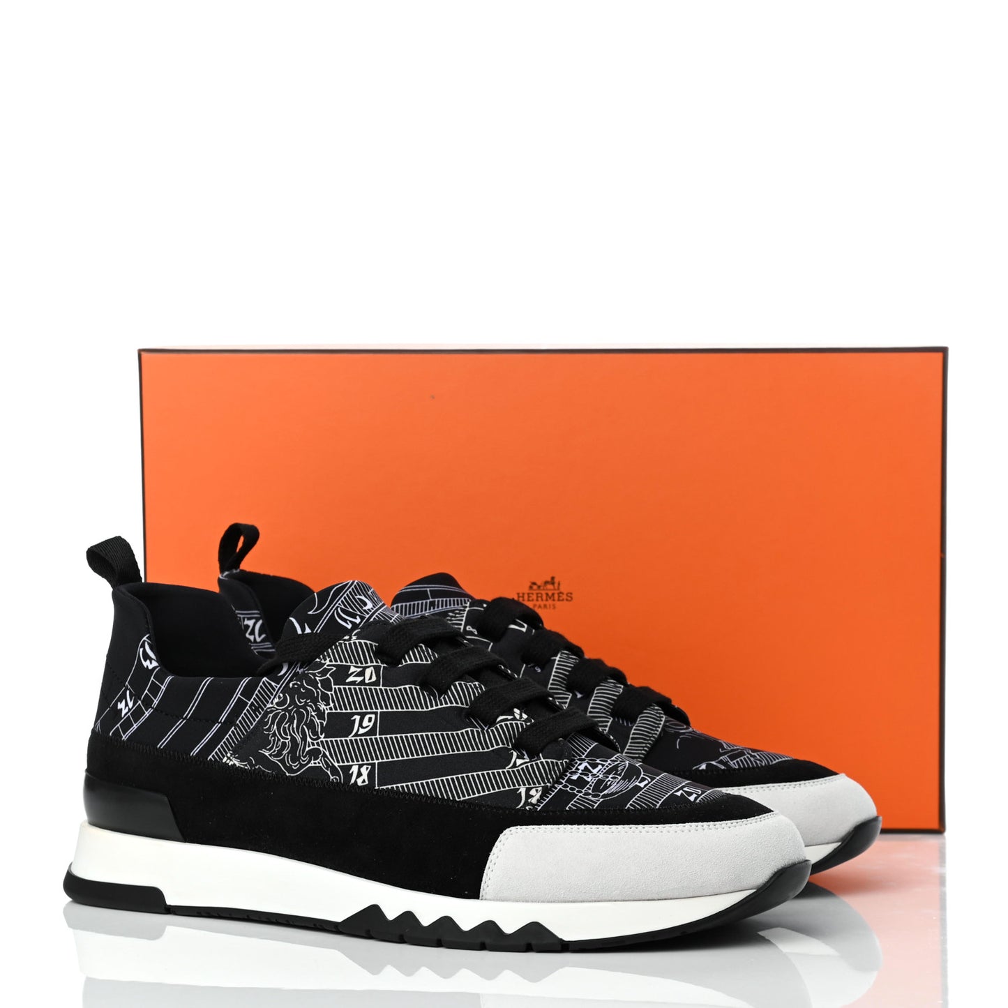 Neoprene Suede Sneakers 43 Black White