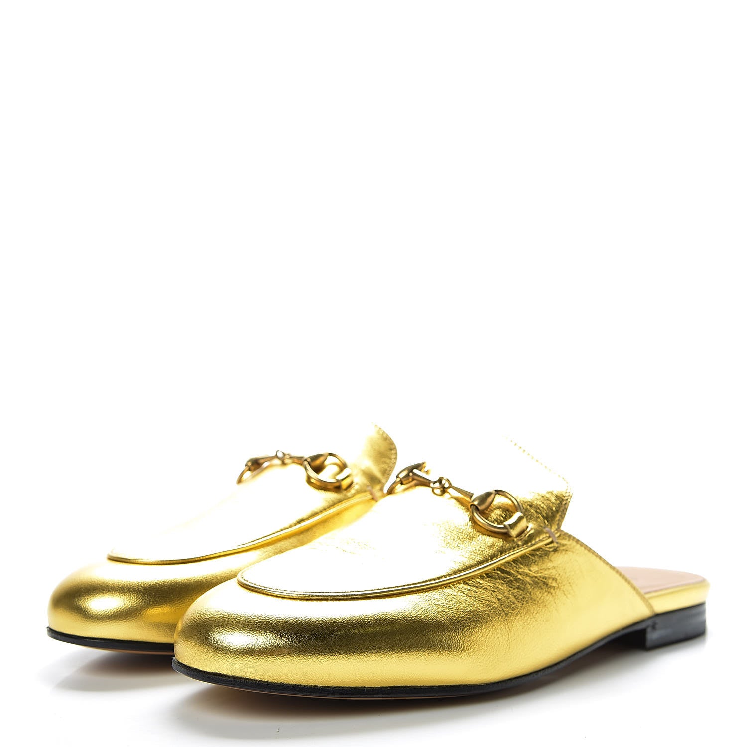 Gucci Metallic Nappa Womens Princetown Slippers 37 Gold 3 of 9