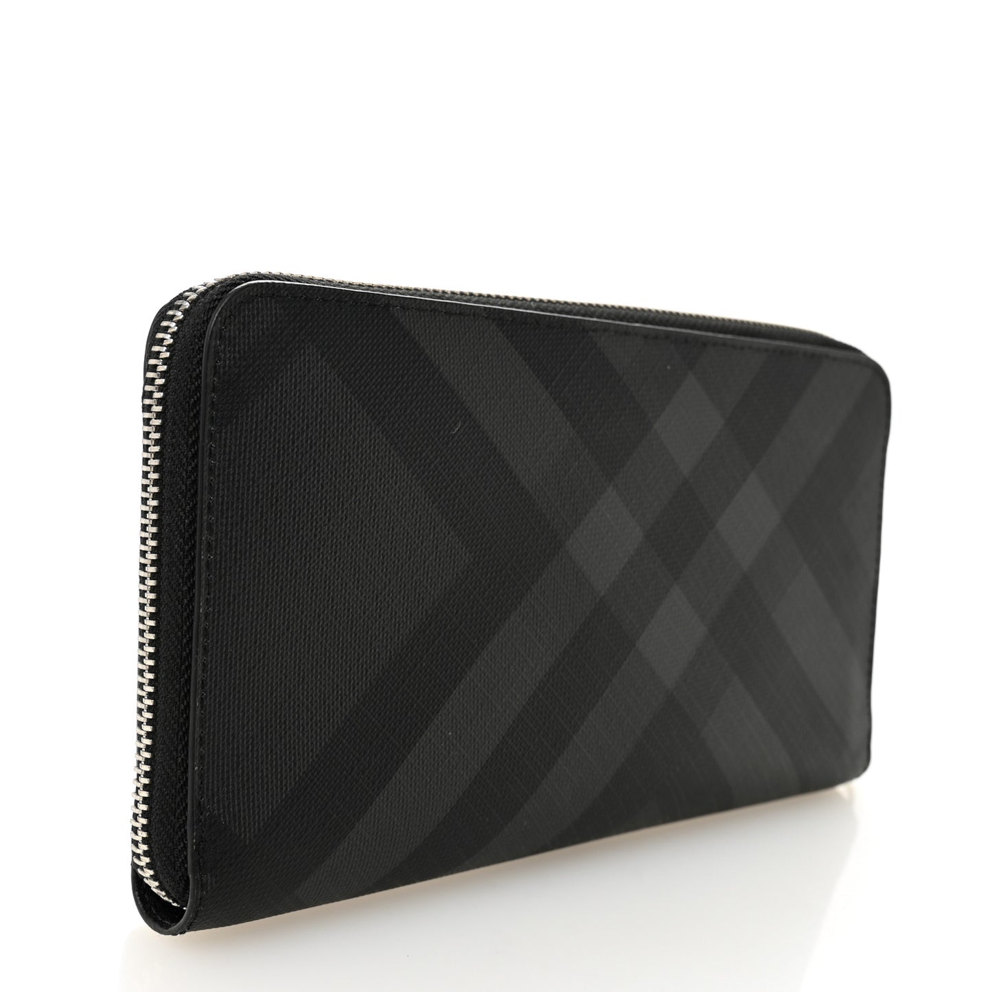 London Check Long Zip Around Wallet Charcoal Black