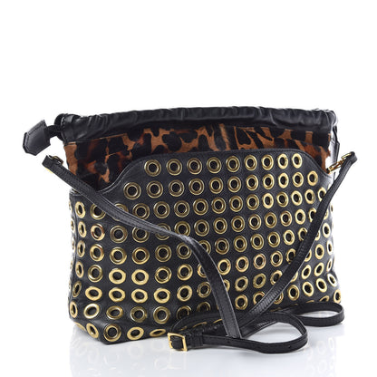 Burberry Calfskin Calf Hair Leopard Print Grommet Little Crush Black 3 of 9