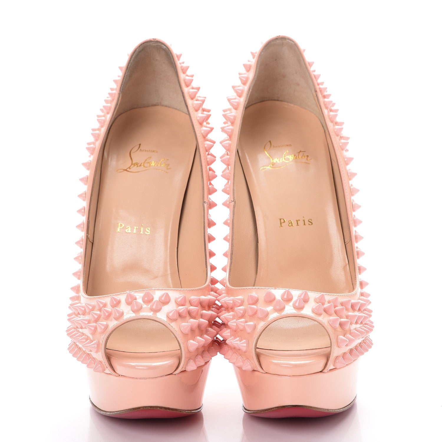 Christian Louboutin Patent Lady Peep Spikes 150 Pumps 39.5 Pink 2 of 13
