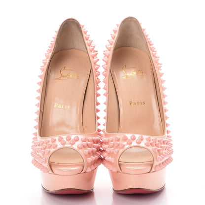 Christian Louboutin Patent Lady Peep Spikes 150 Pumps 39.5 Pink 2 of 13
