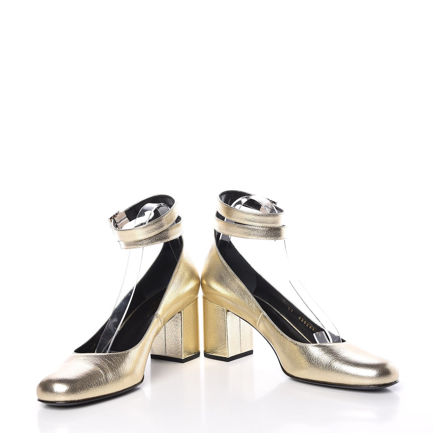 Metallic Calfskin Babies Ankle Strap Pumps 40 Platino