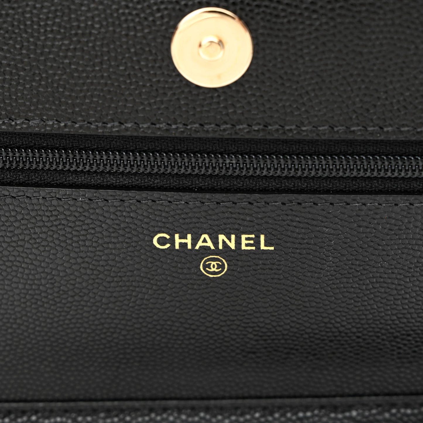 Caviar Quilted French New Wave Chain CC Wallet On Chain WOC Black