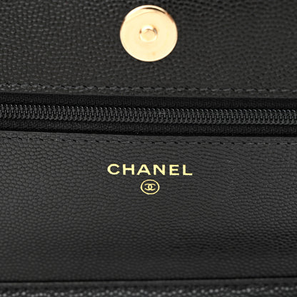 Chanel Caviar Quilted French New Wave Chain CC Wallet On Chain WOC Black 6 of 13