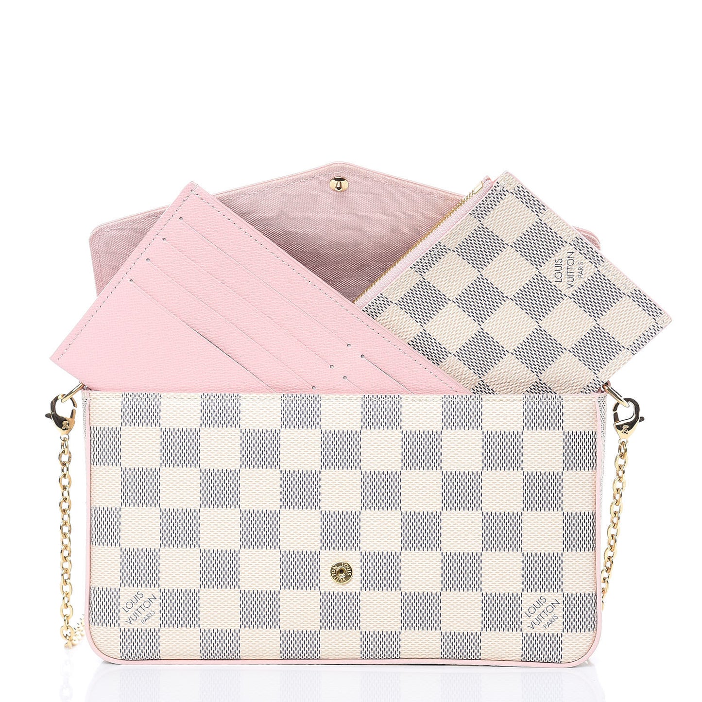 Damier Azur Calfskin Pochette Felicie Eau de Rose