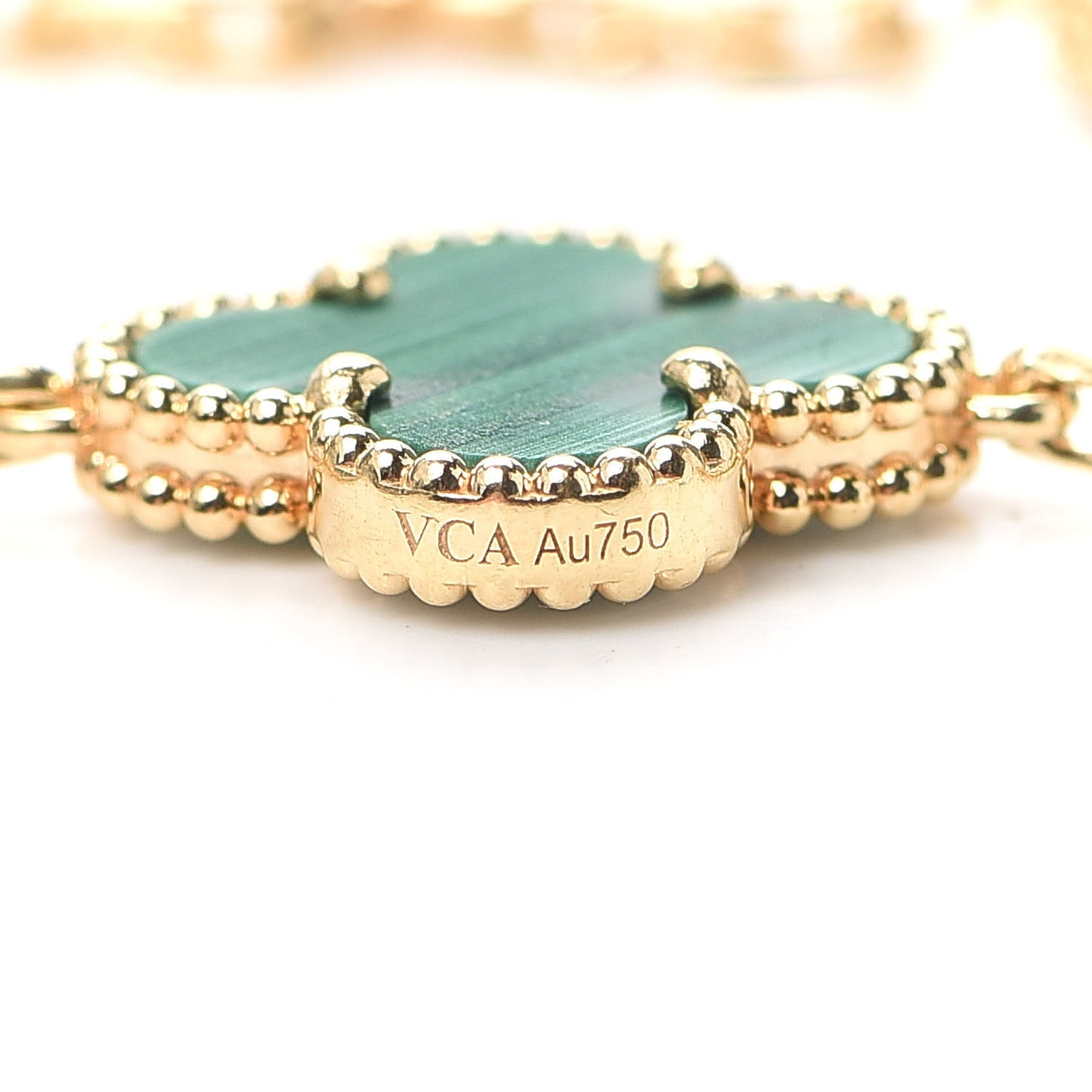 18K Yellow Gold Malachite 5 Motifs Vintage Alhambra Bracelet