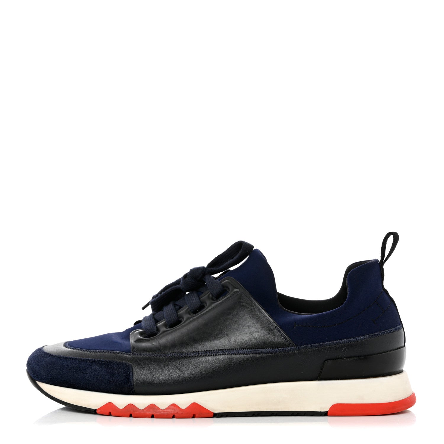 Hermes Calfskin Technical Canvas Suede Goatskin Mens Stadium Sneakers 42.5 Black 1 of 12