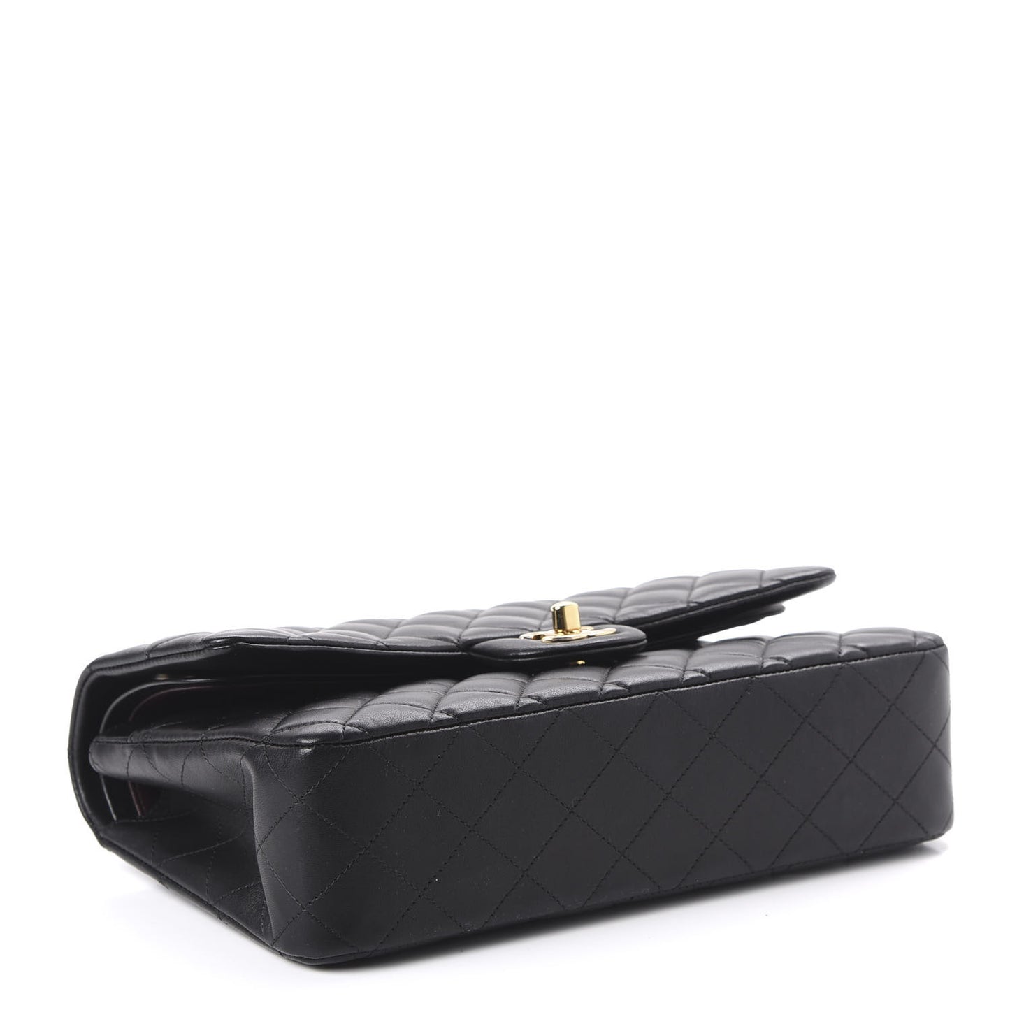 Lambskin Quilted Medium Double Flap Black