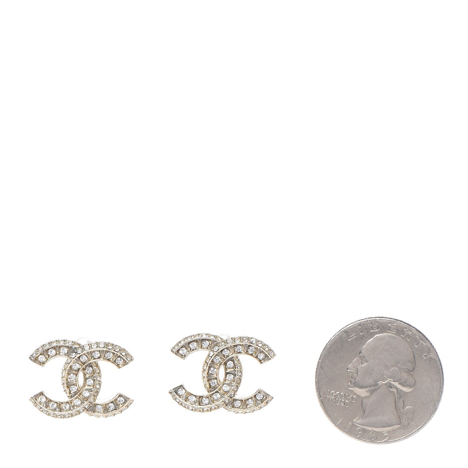 Chanel Crystal CC Earrings Gold 2 of 4