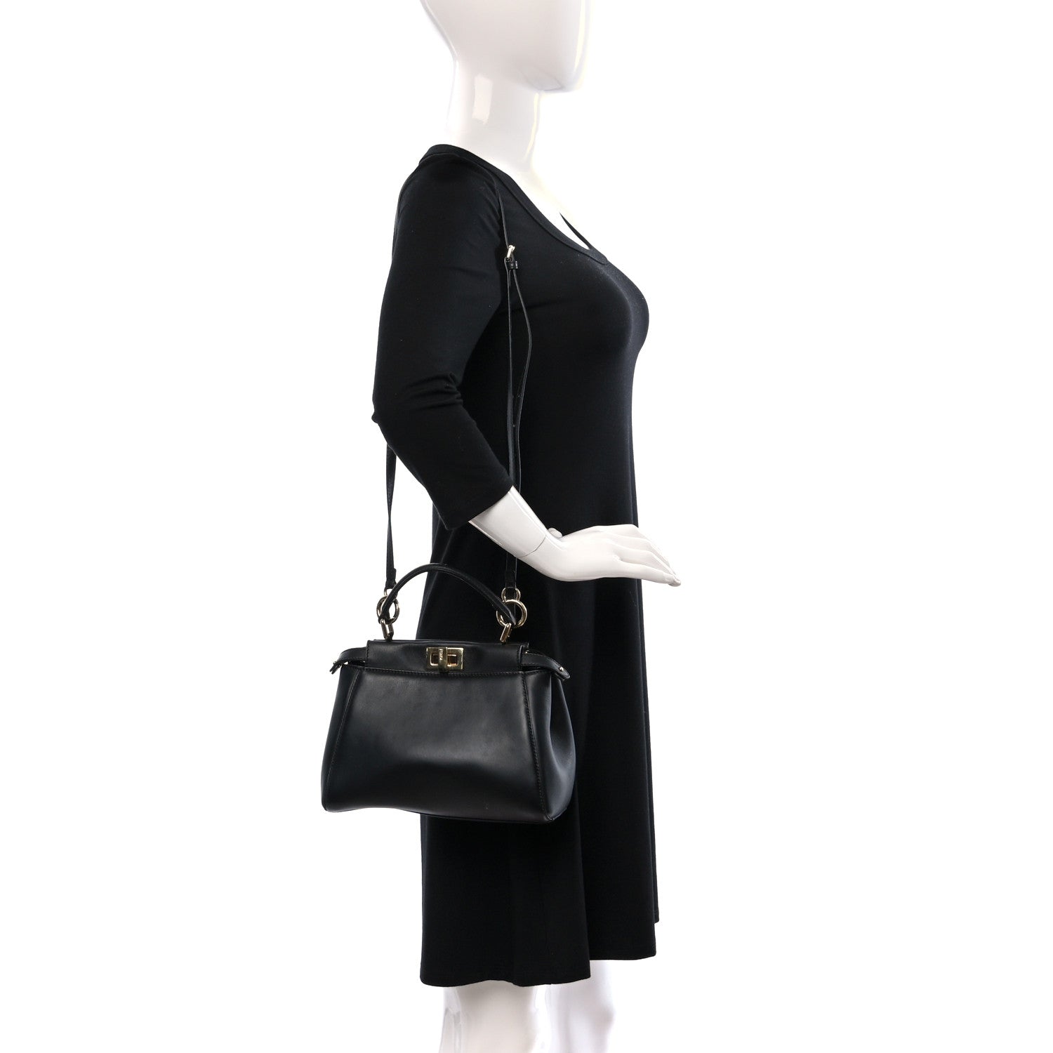 Fendi Nappa Mini Peekaboo Iconic Satchel Black 2 of 8