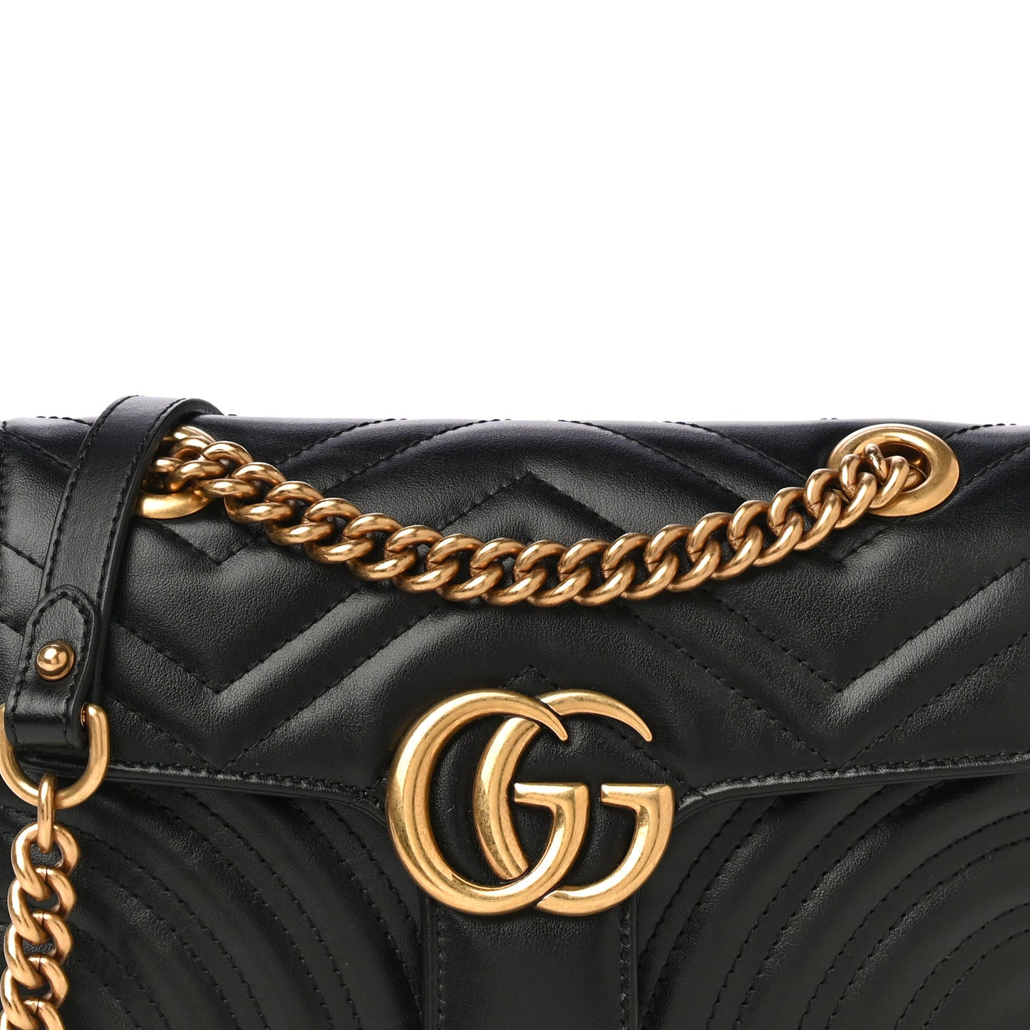 Calfskin Matelasse Mini GG Marmont Shoulder Bag Black