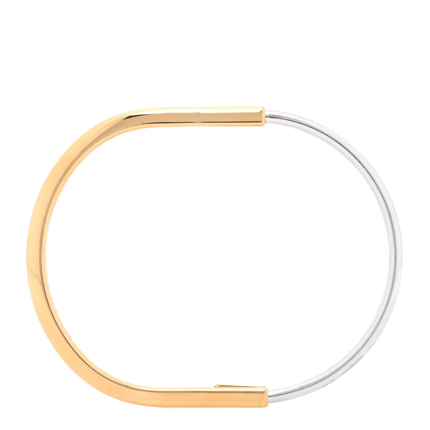 Tiffany 18K Yellow White Gold Lock Narrow Bangle Bracelet 4 of 6
