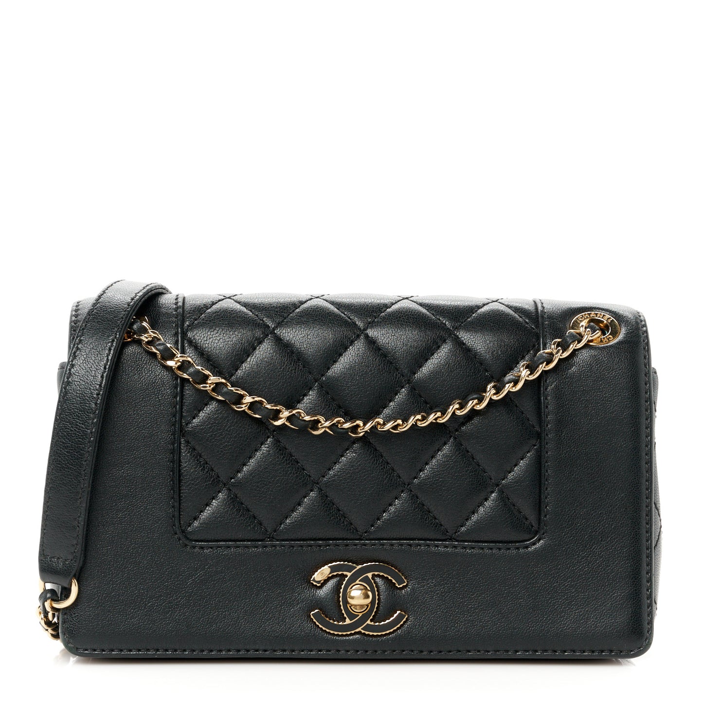 Sheepskin Quilted Small Vintage Mademoiselle Flap Black