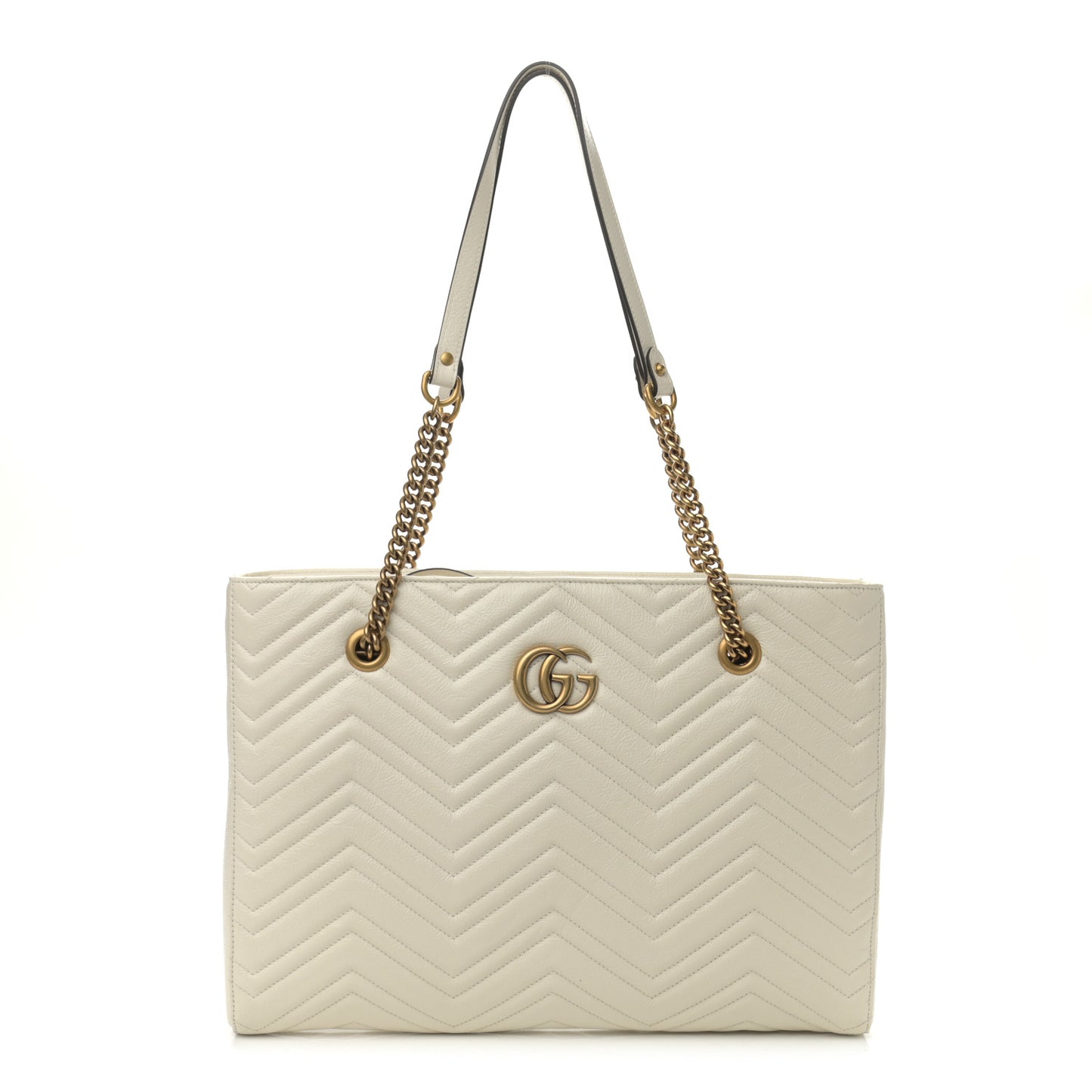 Vintage Calfskin Matelasse Medium GG Marmont Slim Tote White