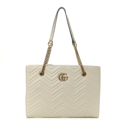 Gucci Vintage Calfskin Matelasse Medium GG Marmont Slim Tote White 1 of 10