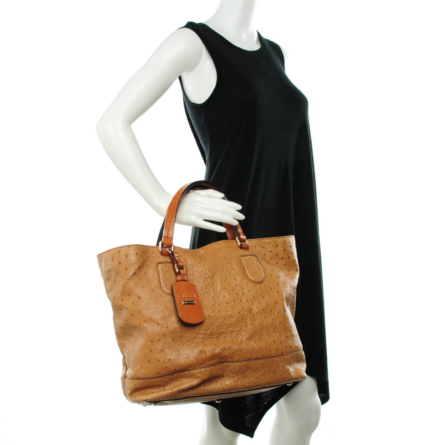 Gucci Ostrich Medium Madison Tote Camel 2 of 7