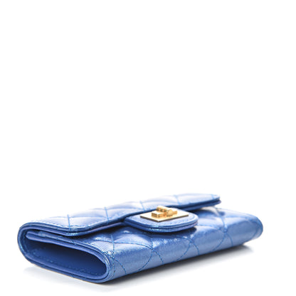 Chanel Glittered Aged Calfskin Quilted Reissue Flap Card Holder Blue 3 of 8