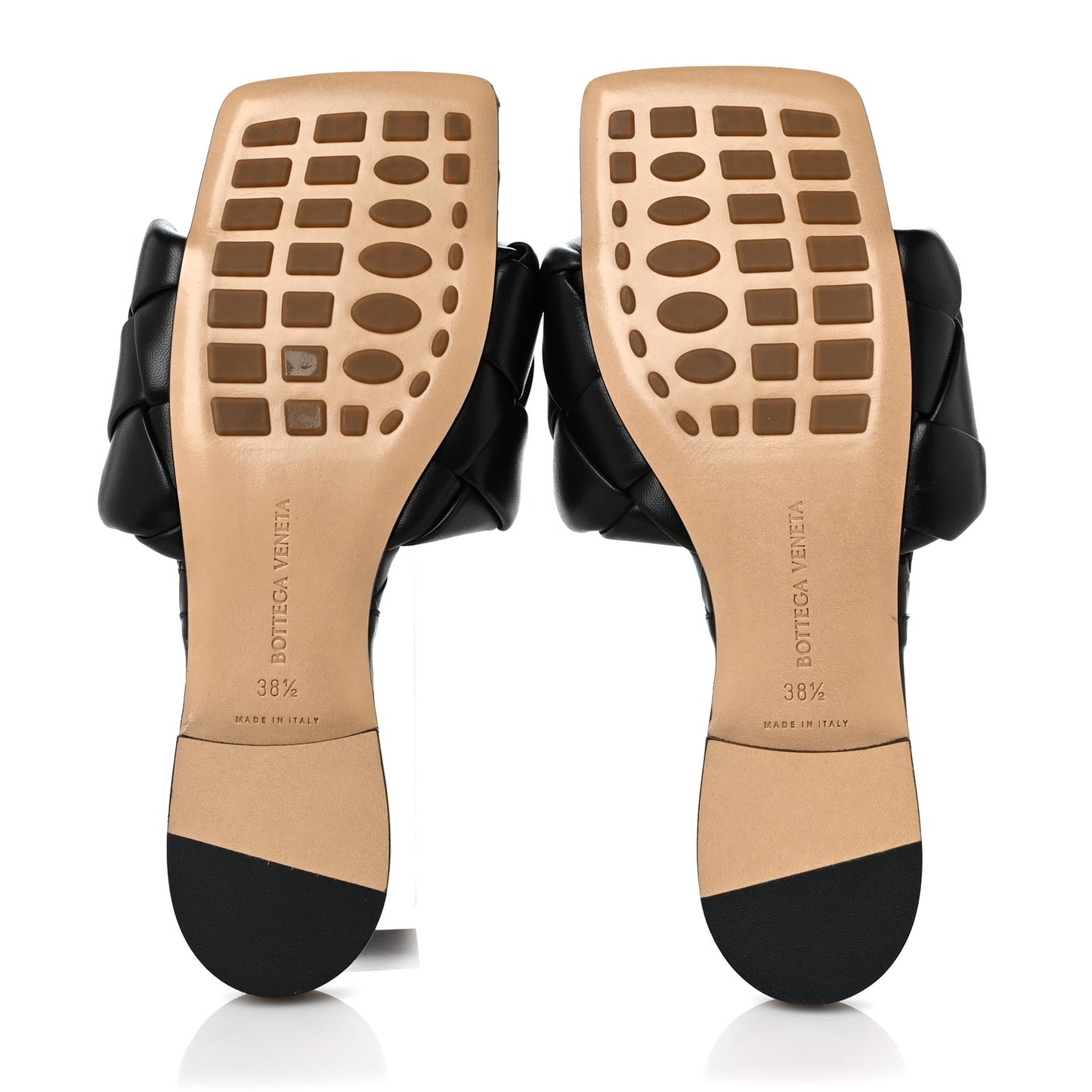 Nappa Maxi Intrecciato Lido Flat Sandals 38.5 Black