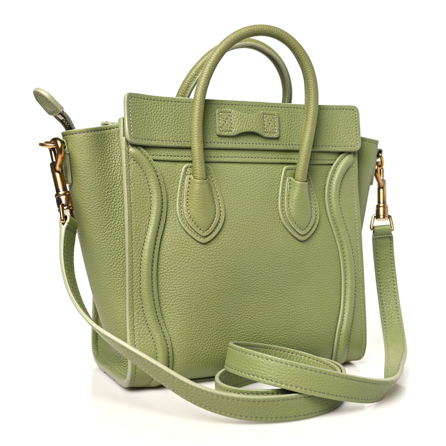 Drummed Calfskin Nano Luggage Green