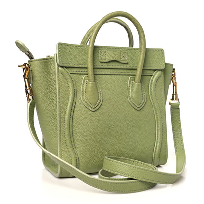 Celine Drummed Calfskin Nano Luggage Green 3 of 11