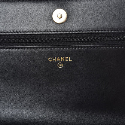 Chanel Lambskin Quilted Pearl Wallet On Chain WOC Black 7 of 12