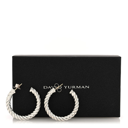 David Yurman Sterling Silver Sculpted Cable Hoop Earrings 5 of 5