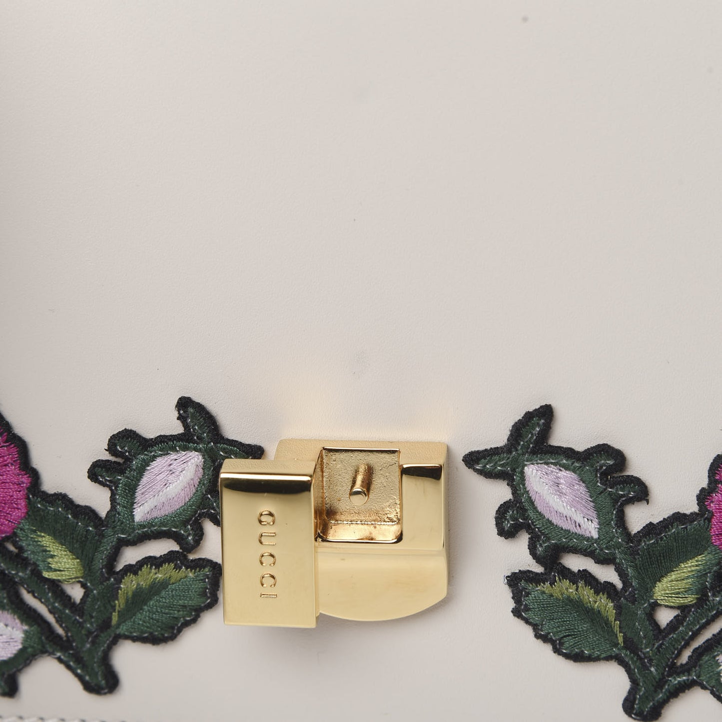 Calfskin Embroidered Mini Sylvie Top Handle Bag White