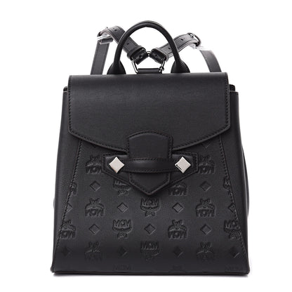 MCM Calfskin Essential Monogram Small Backpack Black 1 of 11