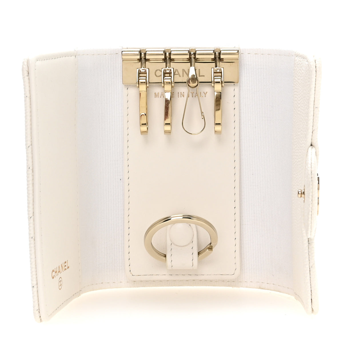 Chanel Caviar Quilted Classic 4 Key Holder Wallet White 5 of 9