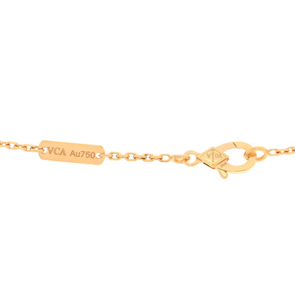 Van Cleef & Arpels 18K Rose Gold Diamond Rhodonite Vintage Alhambra Pendant Necklace 3 of 4