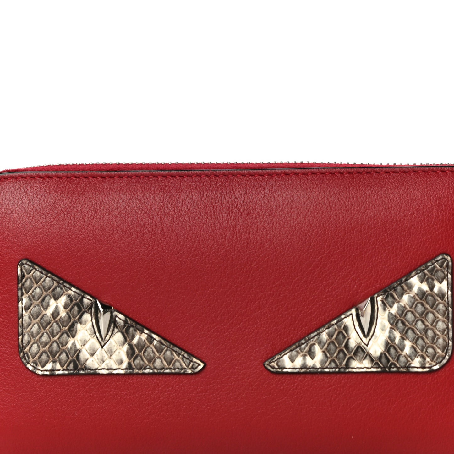 Vitello Dolce Elaphe Monster Eyes Zip Around Wallet Ribes Naturale