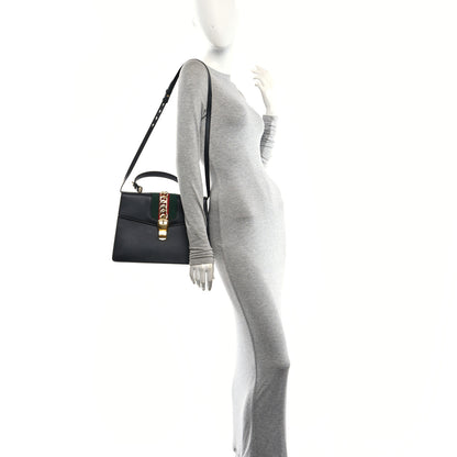 Gucci Calfskin Medium Sylvie Top Handle Bag Black 2 of 10