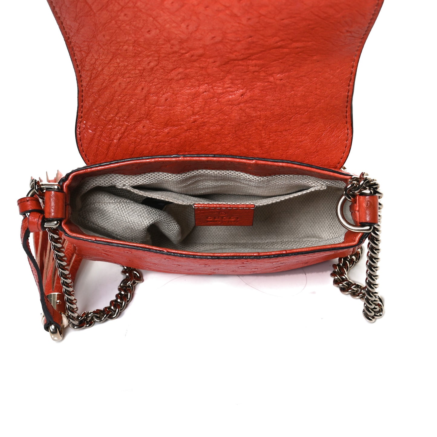 Ostrich Small Soho Chain Flap Crossbody Golden