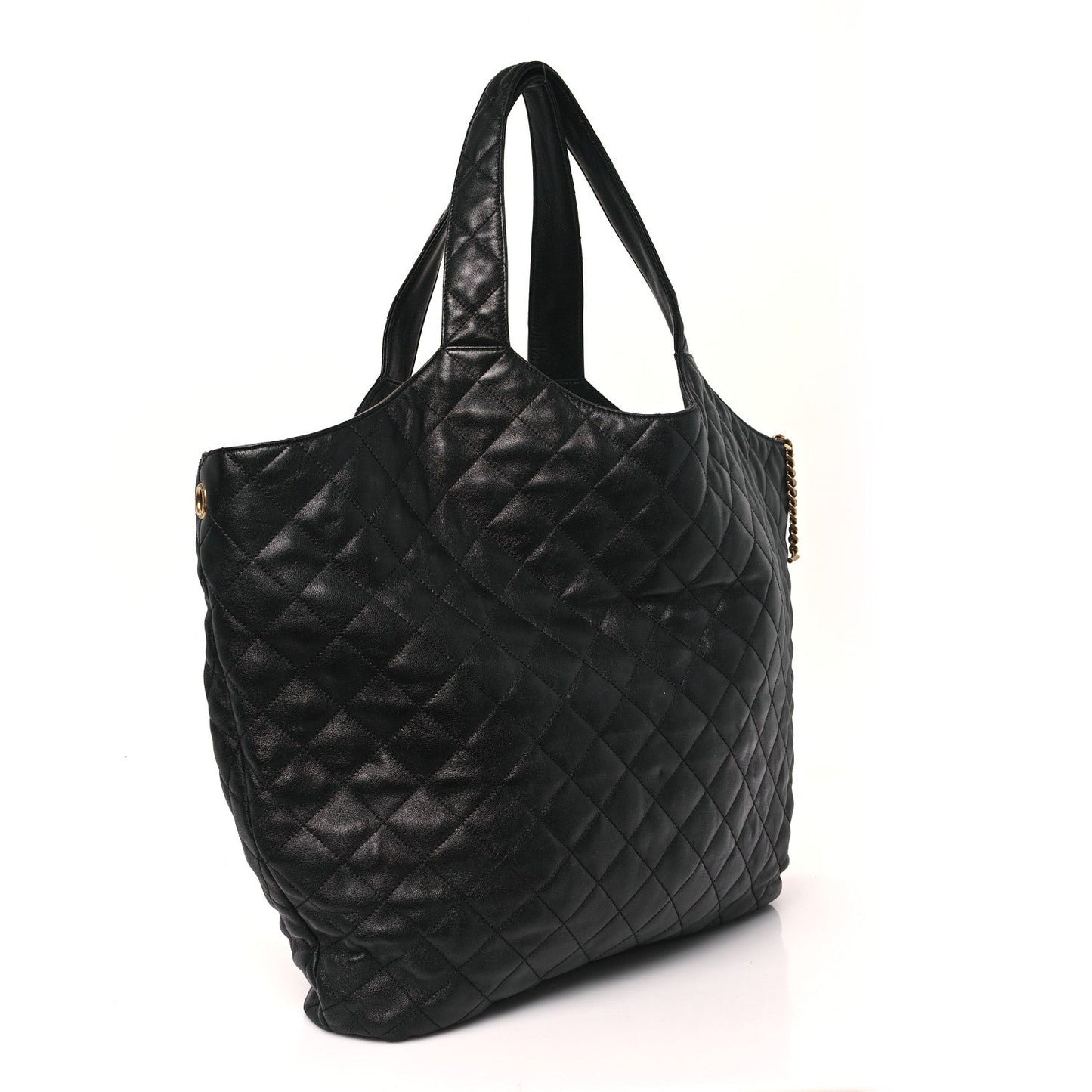 Lambskin Quilted Maxi Icare Shopping Tote Black
