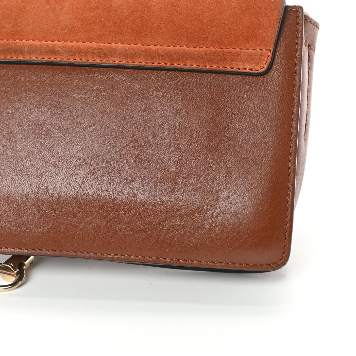 Suede Calfskin Small Faye Shoulder Bag Tobacco