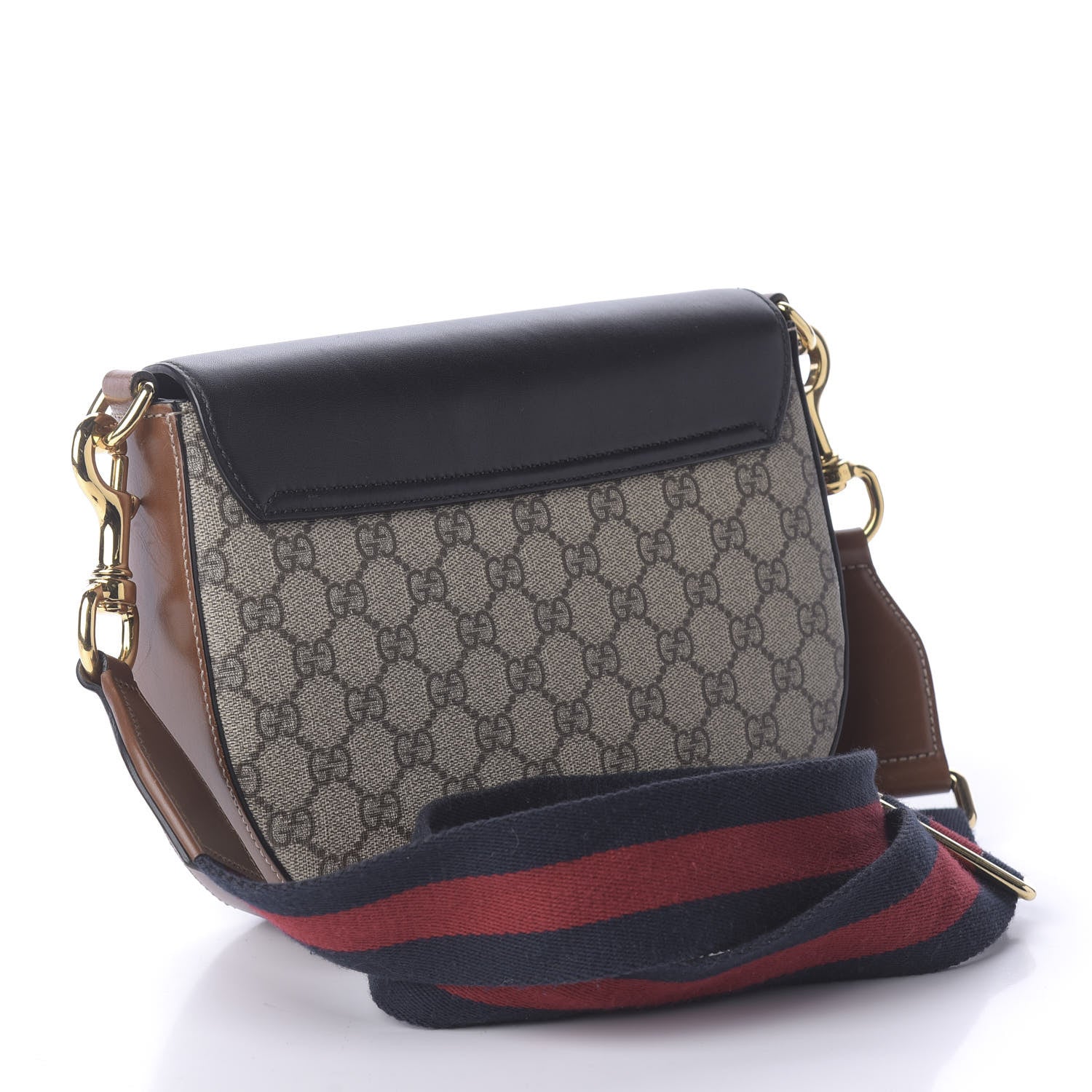 Gucci GG Supreme Monogram Web Medium Padlock Messenger Shoulder Bag Black 3 of 10