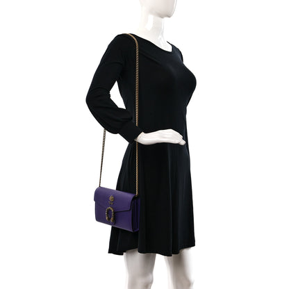 Gucci Dollar Calfskin Crystal Garden Dionysus Chain Wallet Purple 2 of 9