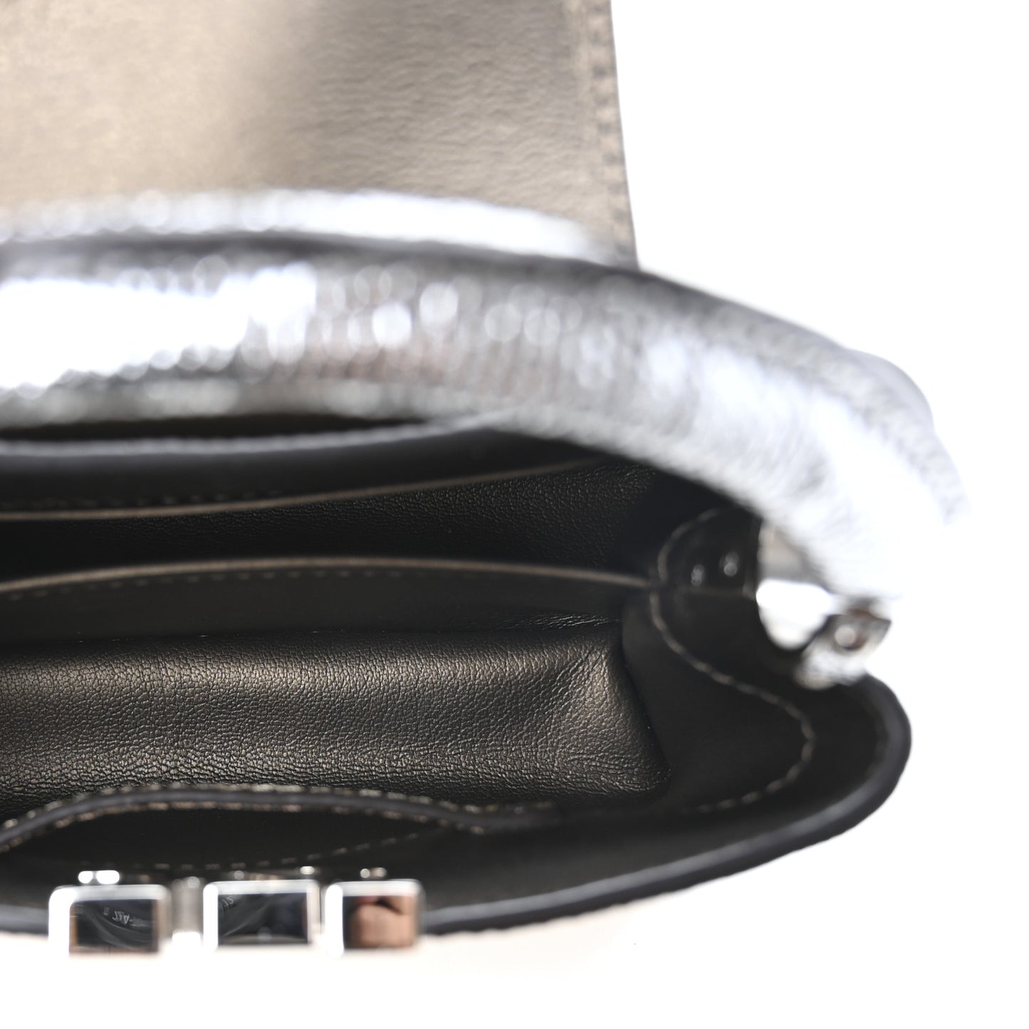 Metallic Lizard Capucines Mini Silver Gold