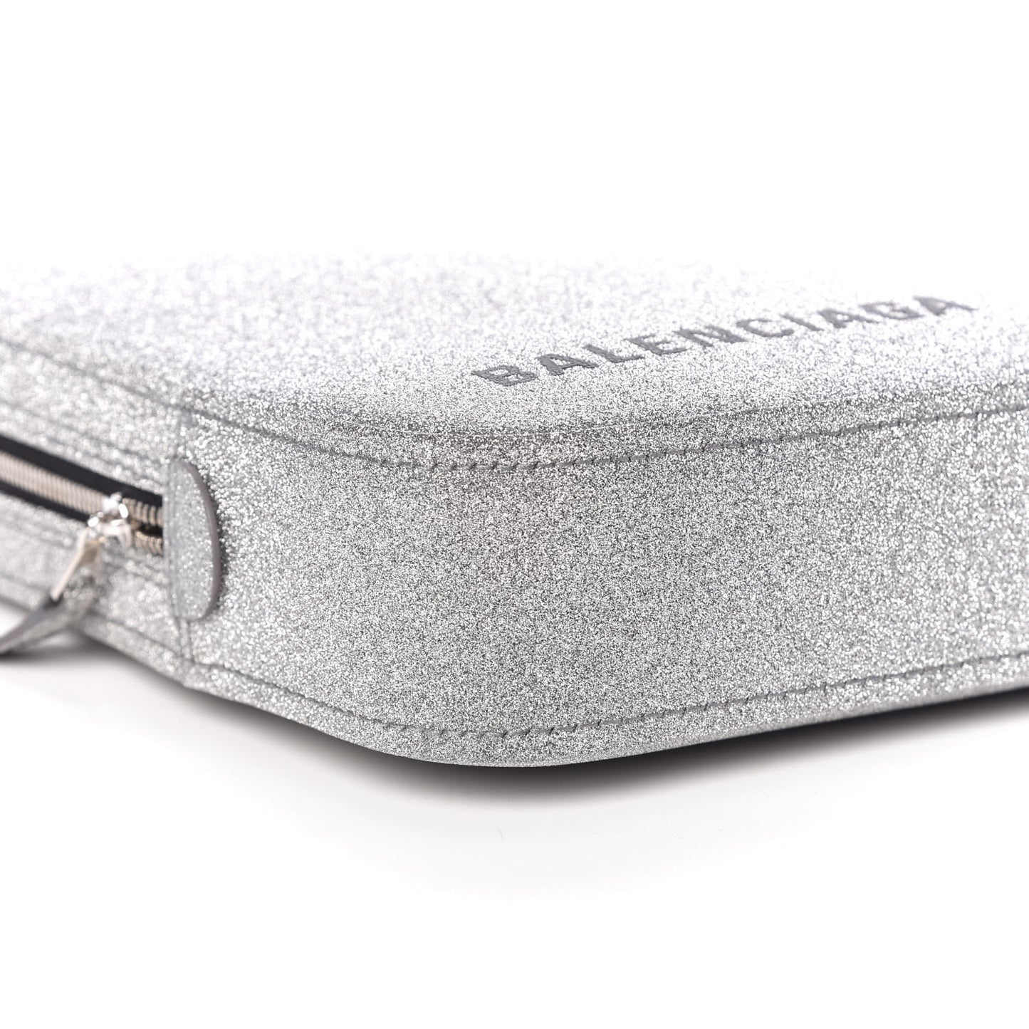 Glitter M Triangle Pouch Argent Black
