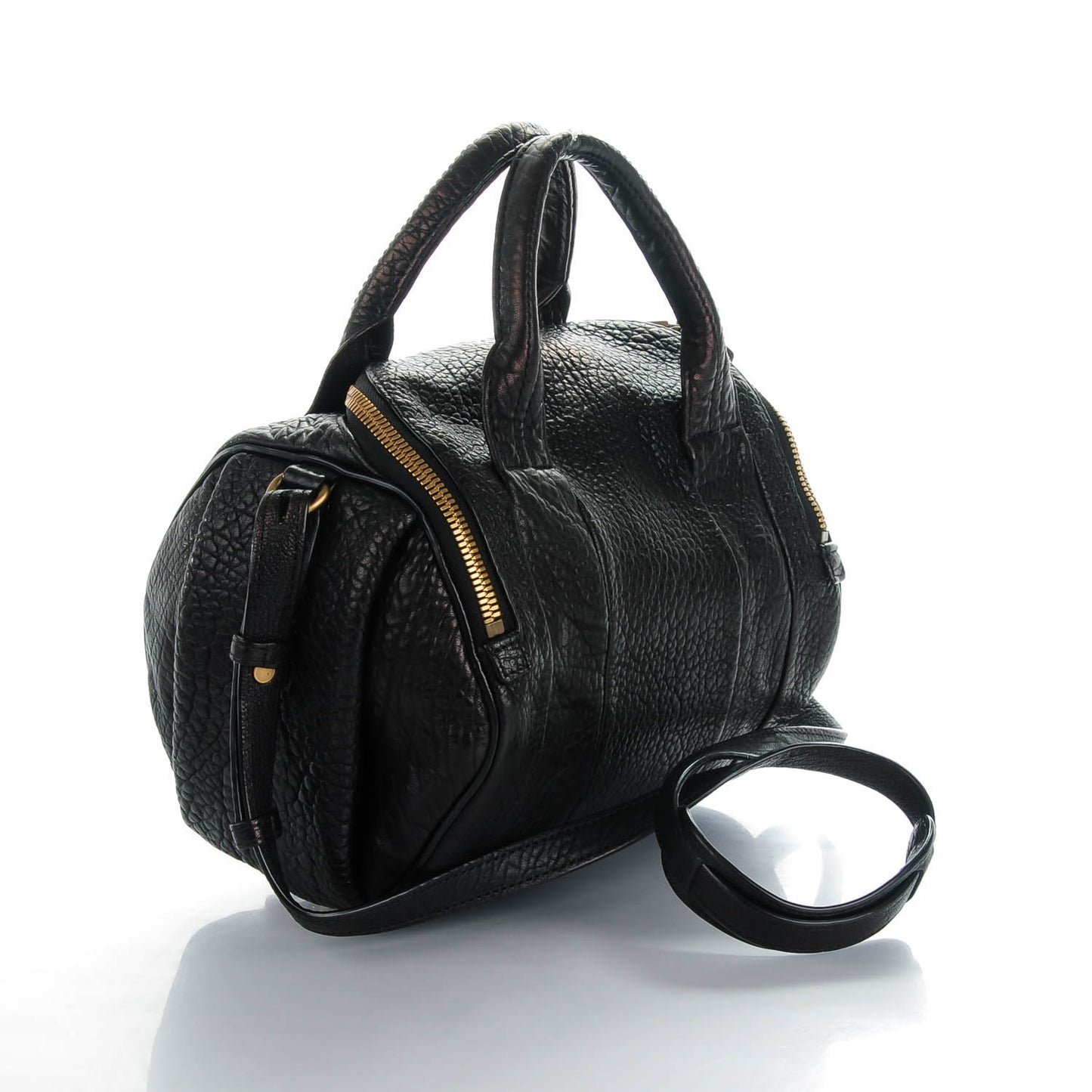 Pebbled Lambskin Rockie Black Antique Brass Hardware