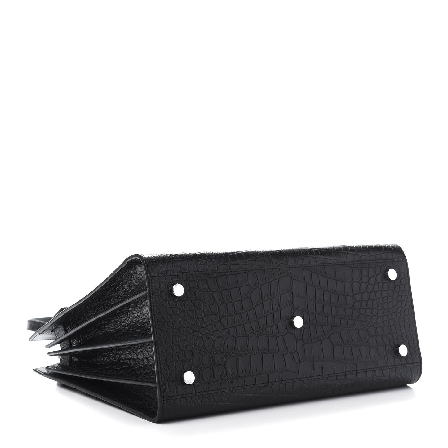 Calfskin Crocodile Embossed Small Sac de Jour Black